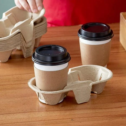 Double Wall Rippled Kraft Paper Hot Cup, 12 oz, Round, Insulated, Disposable, 500/Case, 4.25 Inches Height
