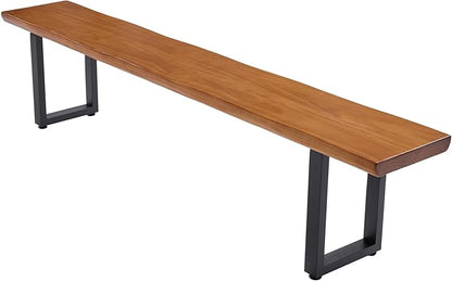 "Durable Solid Wood Top Bench with Sturdy Metal Legs – Versatile Dining & Office Seating " (dark yellowbench, 78.74in)