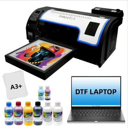 Lancelot M1630 Pro DTF Printer Bundle: 2X Speed of L1800/R1390, Auto Film Cutter & Anti-Clog System, Plug-and-Play A3 dtf printer T-Shirt Printing Machine for DIY/Apparel Business (Printer+Laptop+Ink)