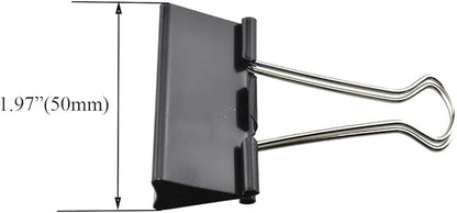 HAHIYO Binder Clips Paper Clamps Spring Steel Sturdy Large 1.97 inches Width 0.74 Inch Capacity No Sharp Edges Heavy Duty Tight Grip Reusable Black Metal Bright Finish for Home Office School 17 Pack