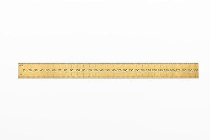 PEC Tools 12"/300mm Rigid Metal Ruler, Titanium Nitride (TiN) Coated Machinist Ruler, E&M Graduation (1/32", 1/64", 0.5mm, 1.0mm), 1" Wide and 0.040" Thick, High Wear Resistance, Made in USA
