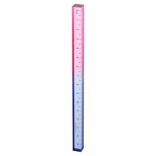 HARFINGTON Acrylic Clear Straight Rulers 15cm Metric Transparent Gradient Three-Dimensional Plastic Ruler Square Cube Measuring Tool for Classroom Office, Blue-Pink