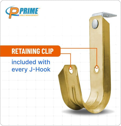1 5/16 Inch Heavy Duty Metal Cable & Wire Support J-Hook Hangers with Angle Clip for Horizontal Surfaces (Ceilings, Beams‚Ķ) & 1/4 inch Threaded Rod for Cable & Wire Manageme