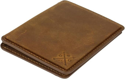 CLOUD Wallet Slim Minimalist — Magnetic Closure, Lightweight Design, Quick Access Pull Tab - Top Grain Leather Front Pocket Wallet (Light Brown)