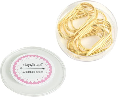 Gold Paper Clips, 20pcs 50mm 1.97" Jumbo Fat Wide Paper Clips Non-Skid Smooth Finish Steel Wire Medium Office Supply Accessories