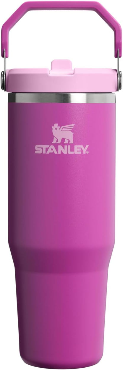 STANLEY IceFlow 2.0 Flip Straw Tumbler with Handle 30 oz | Twist On Lid and Flip Up Straw | Leakproof Water Bottle | Insulated Stainless Steel | BPA-Free | Dark Blossom