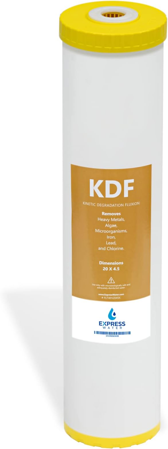 Express Water – Kinetic Degradation Fluxion Replacement Filter – Whole House Heavy Metal Replacement Water Filter – KDF Catalytic Carbon High Capacity Water Filter – 4.5” x 20” inch