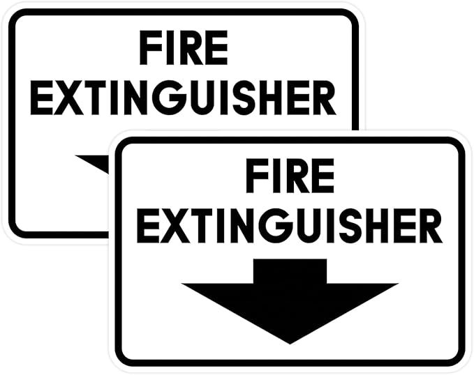 Signs ByLITA Classic Framed Fire Extinguisher (White) - Large 2 Pack