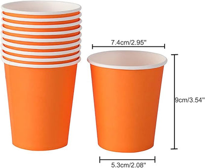 Disposable Paper Cups, 60pcs Orange Disposable Halloween Paper Cups For DIY Wedding Party Picnic BBQ Travel and Event 8OZ Halloween Party Cups(Orange)