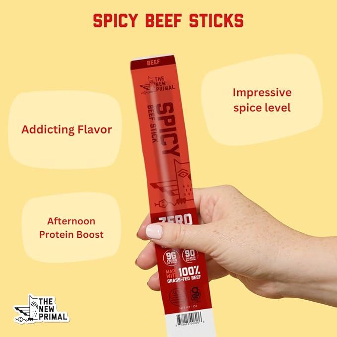 New Primal Meat Sticks Sampler, Grass-Fed Beef, All Natural Chicken, Keto & Gluten Free Healthy Snacks for Adults, Sugar Free Low Carb High Protein Snack, Jerky Gift Box, Variety Pack, 10 Count