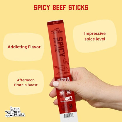 New Primal Meat Sticks Sampler, Grass-Fed Beef, All Natural Chicken, Keto & Gluten Free Healthy Snacks for Adults, Sugar Free Low Carb High Protein Snack, Jerky Gift Box, Variety Pack, 10 Count