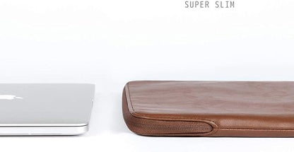 Comfyable Slim Protective Laptop Sleeve 14 Inch Snugly Compatible with MacBook Pro 14-inch M4 M3 M2 M1 Pro/Max 2024, PU Leather Bag Waterproof Cover Notebook Computer Case for Mac, Brown