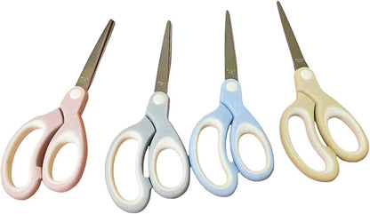 Pastel Non-Stick Scissors - All Purpose Stainless Steel Craft Shears With Soft Grip, Blunt Tip for Fabric, Kids, Office, Home, School - Left & Right Handed (1 Pack, Light Blue)
