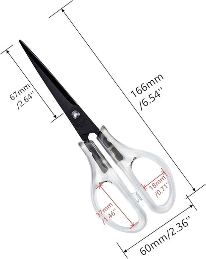 AxeWoodz Black Scissors 6.5 Inch Office Scissors Craft Scissor Stainless Steel Blade with Clear Acrylic Handle All Purpose Shears