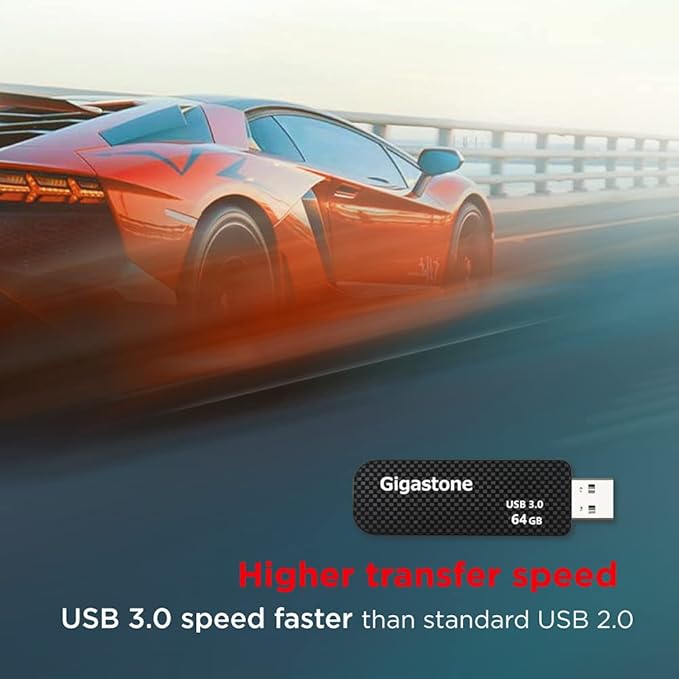 GIGASTONE 64GB Flash Drive (2 Pack) Z30 USB 3.2 Gen 1, 80MB/s Ultra Fast, Keychain Loop, Carbon Fiber Style, Push-Pull Design, Data Storage, Backup for PC/Mac/TV/Car, USB 2.0/3.0/3.1 Compatible