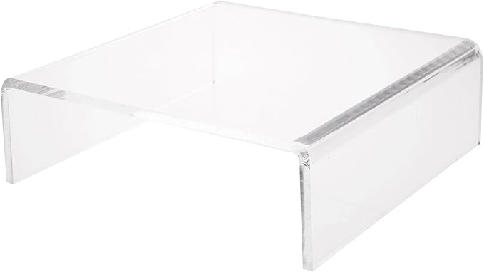 Plymor Clear Acrylic Short Square Display Riser, 4" H x 12" W x 12" D (3/8" thick), Pack of 3