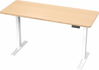 VIVO Electric 60 x 24 in Real Bamboo Standing Desk, Memory Height Adjustment, 1B Series, One-Piece Top, White Frame, DESK-KIT-1W6O