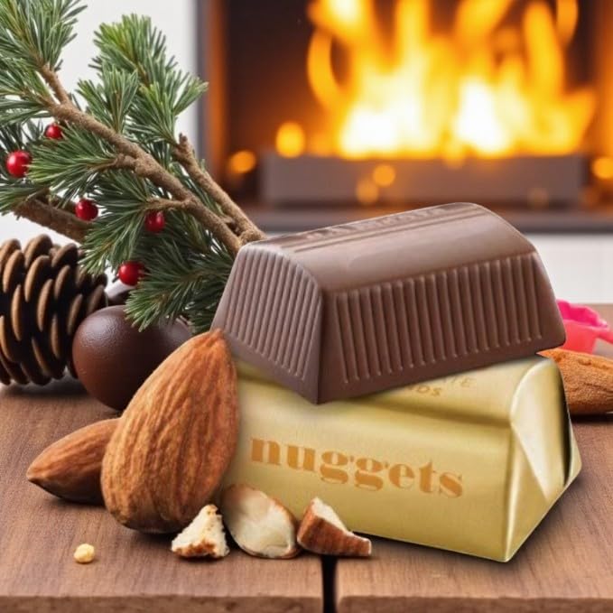 Creamy Milk Chocolate Nuggets with Almonds-1.5 lbs Individually Wrapped Smooth & Crunchy Candy-Perfect for Holidays, Events, and Sharing(24 oz)