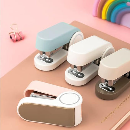 Brown Color Mini Stapler with 830 Staples,20 Sheet Office Desktop Stapler,Small Cute Compact Travel Size Stapler for Students & Office (Brown)