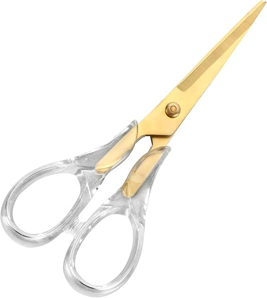 Heavy Duty Gold Craft Scissors - Clear Acrylic Professional Shears for Home, School, Office, Paper, Fabric