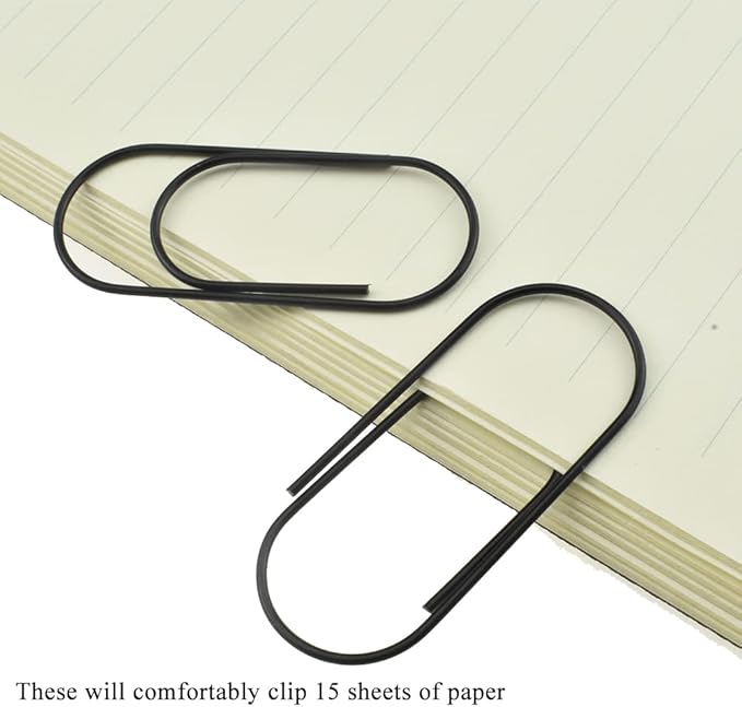 HAHIYO Paper Clips 2 inches (50mm) Length Black Wide Paperclips Vinyl Coated Prevent Scratching Tearing The Pages Sturdy for Bookmark Organize Home Office School 30 Pack