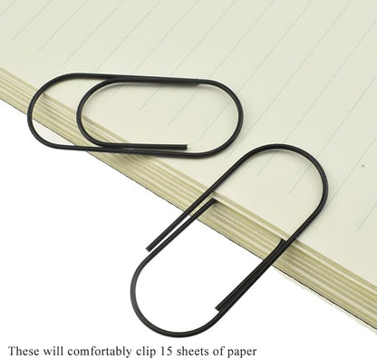HAHIYO Paper Clips 2 inches (50mm) Length Black Wide Paperclips Vinyl Coated Prevent Scratching Tearing The Pages Sturdy for Bookmark Organize Home Office School 30 Pack