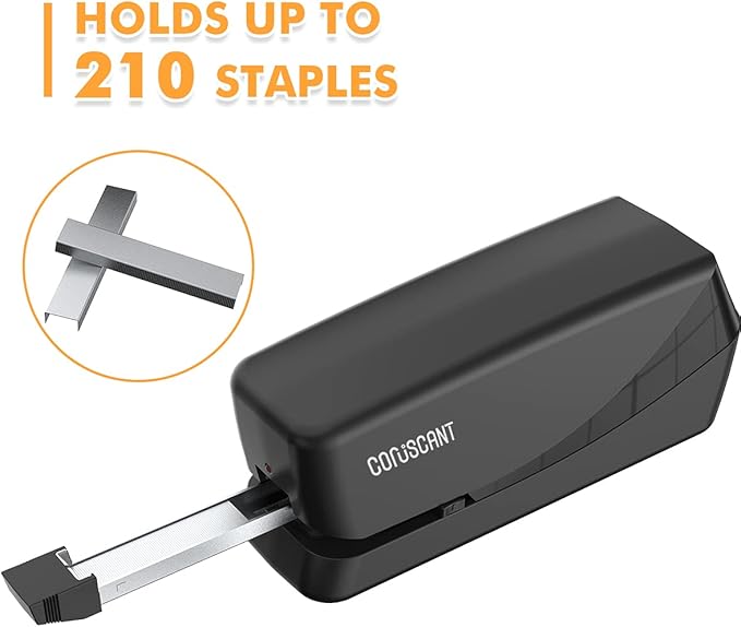Coruscant Electric, Heavy Duty Automatic Stapler, 25 Sheet, Including 2000 Staples 1 Staple Remover, Desktop AC or Battery Powered for Professional Home Office Use, Black