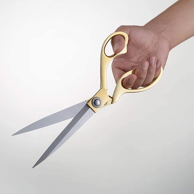 8.5'' Gold Stainless Steel Sharp Tailor Scissors - Professional Household Craft Fabric Scissors - Heavy Duty Cutting for Sewing, Crafts, Home, Kitchen, Office