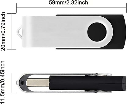5 Pack 64GB USB Flash Drive with Type C Adapter and Storage Box USB 2.0 High Speed Metal Pen Drive 360° Rotatable Storage Memory Stick for Phone/Pad/PC/Laptop/Android - Black(5-Pack 64GB)