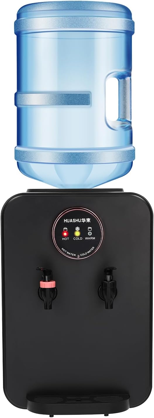 Countertop Water Dispenser, Hot and Cold Water Cooler with 3 Temperature Settings 1.19 to 4.99 Gallon Essential Water Machine Top Loading Water Dispenser for Home Office Dorm