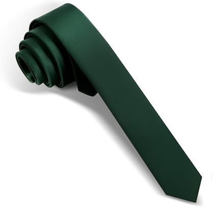 Skinny Ties Black Ties For Men and Women Solid Pure Color 1.58" (4CM) Plain Formal Slim Neckties