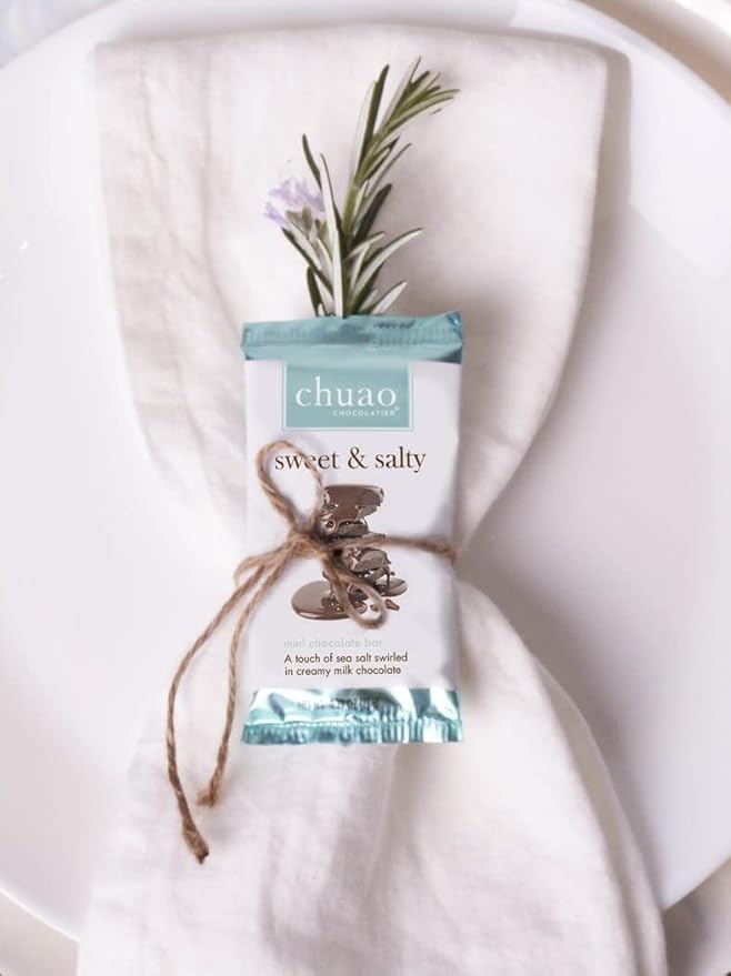 Chuao Chocolatier Sweet & Salty Milk Chocolate Mini Bars | Gourmet Chocolate Sea Salt European No Preservatives | For Gift Baskets, Christmas, Valentines Day, Gifts for Women, Men, Birthday, Thank You, Care Package | 24 Pack