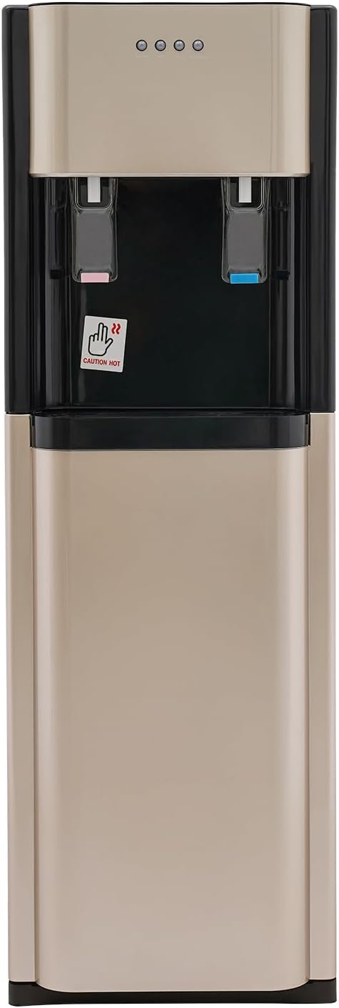 Bottom Loading Water Cooler Dispenser for 20L/5.28 Gallon Bottles,Stainless Steel Hot & Cold Water Dispenser with LED Indicator Light for Home, Offices, Hotels, Kitchens (Gold)