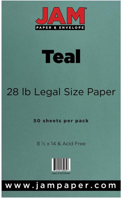 LUXPaper 8.5" x 14" Paper | Legal Size | Teal | 80lb. Text | 50 Qty