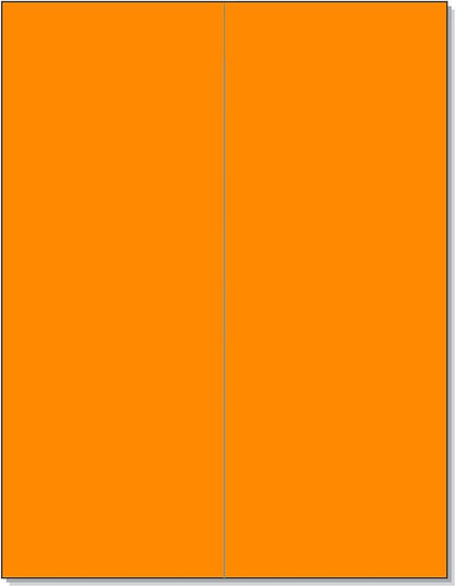 NextDayLabels 8-1/2 x 11" Neon Color High Light Fluorescent Labels for Laser & Inkjet Printer (Orange Fluorescent, 4-1/4" x 11" - 2 Per Page | 50 Labels)