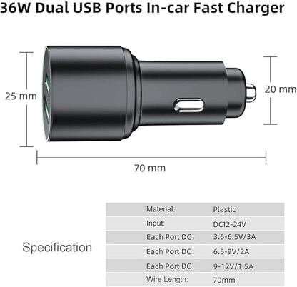 OHLPRO 3-in-1 Retractable Backseat Car Charging Station, 36W Fast Car Charger for All Phones (iPhone, Samsung), Ideal for Lyft, Turo, Uber, Taxi, Rideshare, Customer Charging Dock Attach to Headrest