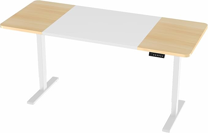 VIVO Electric 71 x 30 in Standing Desk, Memory Height Adjustment, 1B Series, White and Light Wood Top, White Frame, DESK-KIT-1W7WC