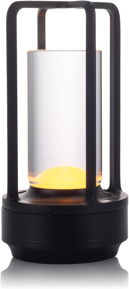 Rechargeable Cordless LED Table Lamp - Waterproof Portable Touch Dimmable Desk Light for Outdoor, Camping, Patio, Bedroom, Living Room - Night Light with Long Battery Life (Black)