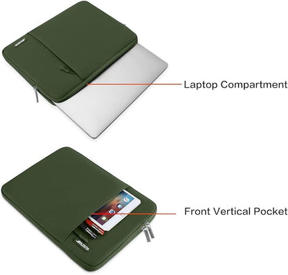 MOSISO Laptop Case 13.3 inch, 13-13.3 inch Laptop Sleeve Compatible with MacBook Air/Pro 13/Pro 14 M5 M4 M3 M2 M1, HP Dell ASUS Lenovo,Polyester Vertical Computer Sleeve Bag with Pocket, Army Green