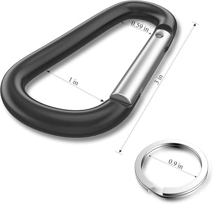 Carabiner Keychain Clip -3" Aluminum Carabiner D Ring, Caribeener Clips, Spring Snap Hook for Keychain Clip