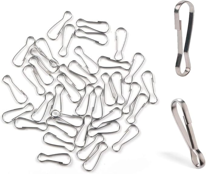 100pcs Stainless Steel Lanyard Snap Spring Hooks, Rust-Proof Lanyard Clasp Zipper J Clip for Key Chain ID Name Card Tag DIY Craft Badge Holder Keyring -1 Inch（25mm） 304 Stainless Steel