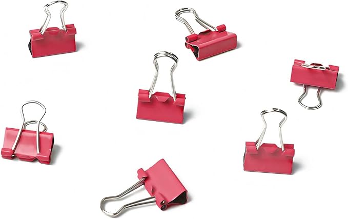 100 Pack Mini Red Binder Clips 5/8 Inch (15 mm), Colored Little Paper Clamps, Small Tiny Micro Size Paper Clips for Office Home School Business 0.6"