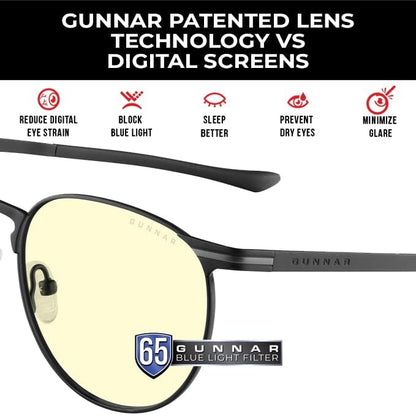 Gunnar - Premium Gaming and Computer Glasses - Blocks 65% Blue Light - Mateo, Onyx, Amber Tint