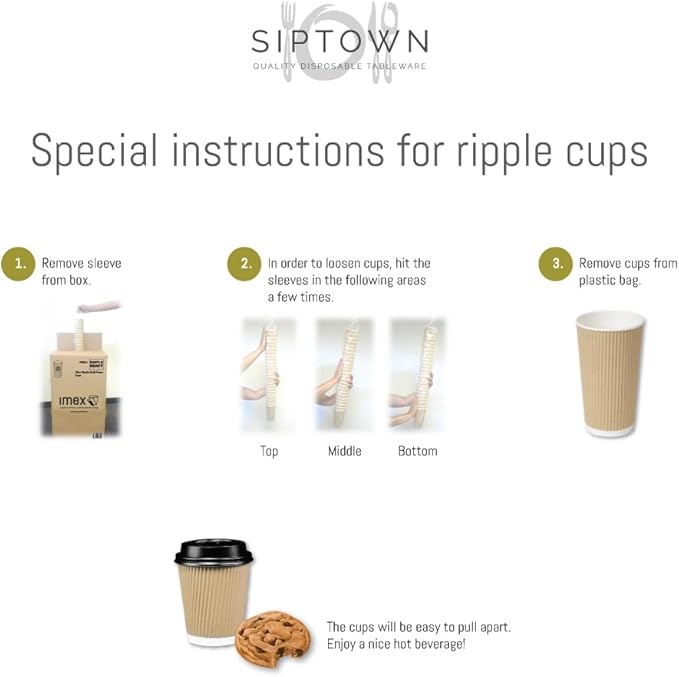 Ripple Paper Cups 16 oz 500 Pack for Coffee & Tea Made in USA | Bulk 500 Count for Home, Office, Restaurants & Coffee Shops | Recyclable, Insulated, & Disposable 16 Ounce To-Go Cups for Hot Beverages