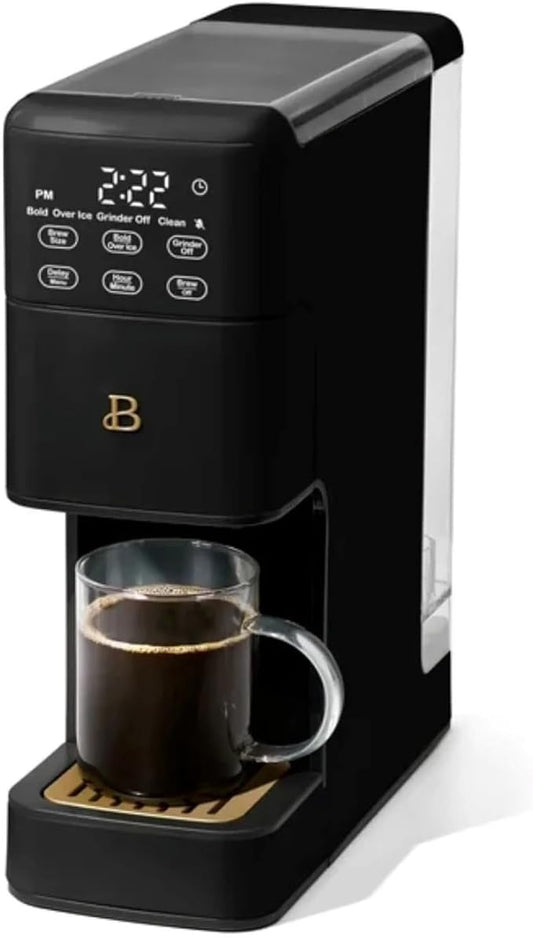 Beautiful Perfect Grind Programmable Single Serve Coffee Maker with Touch-activated Display, Programmable and Integrated Burr Grinder, 64oz Water Reservoir (Black Sesame)