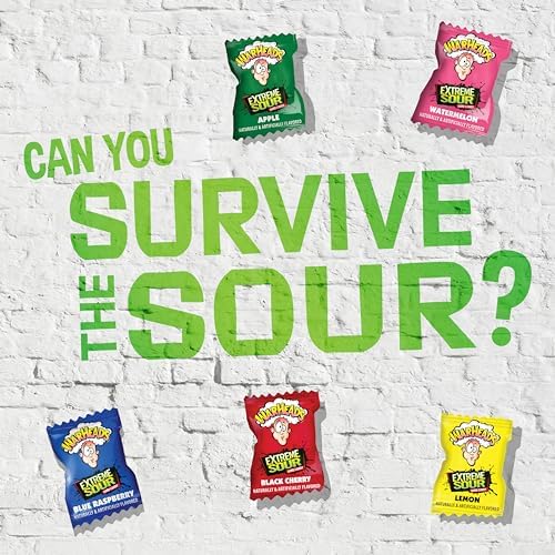 WARHEADS - Extreme Sour Hard Candy - Sour Apple, Black Cherry, Blue Raspberry, Lemon & Watermelon Flavors, Great For Parades - 2 lb. Bulk Bag