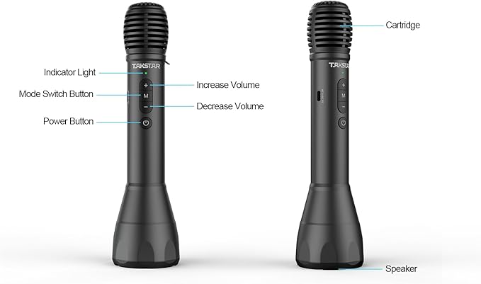 TAKSTAR 2-in-1 Bluetooth Wireless Microphone & Voice Amplifier, Portable Wireless Mic Speaker, Handheld Microphone Loudspeaker for Singing, Home Party, Karaoke, Meeting, Outdoors, Speech, Party - DA10