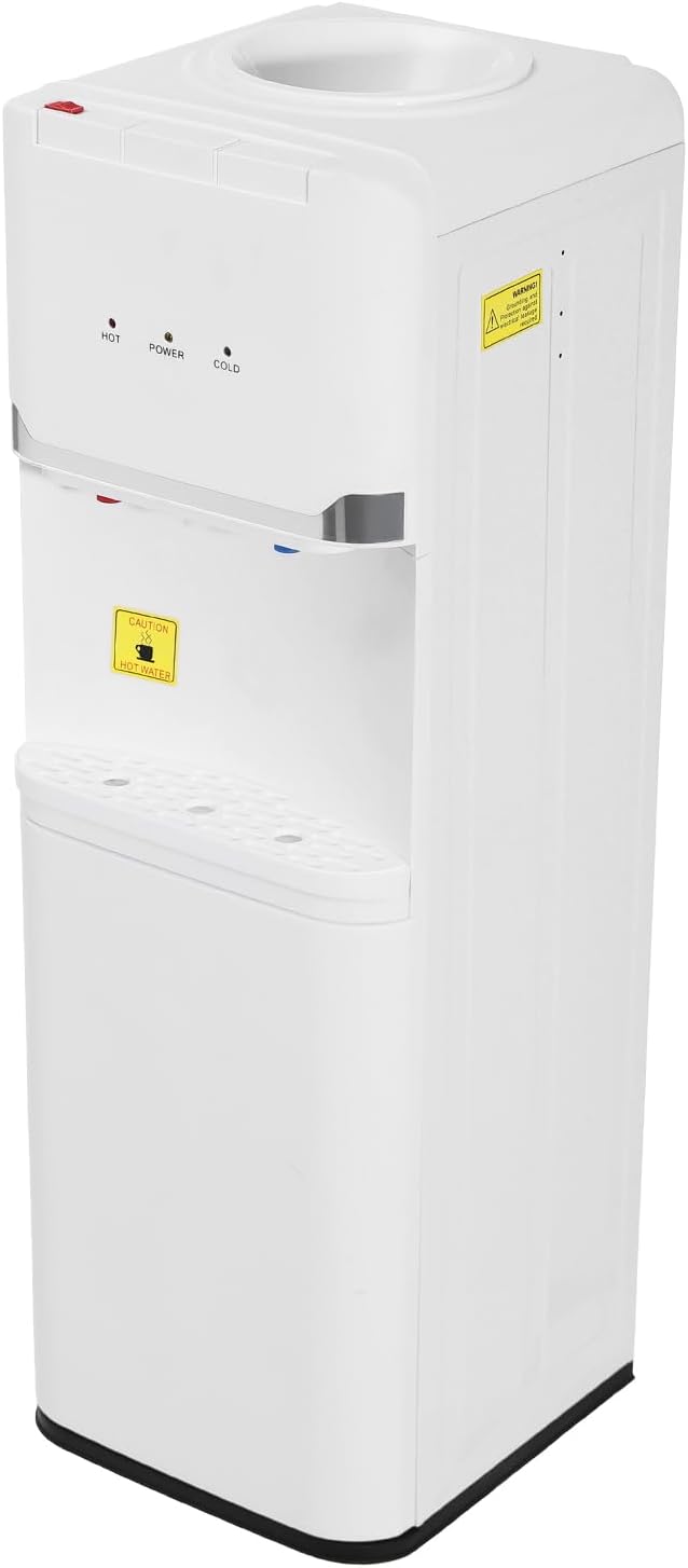 Top Loading Water Dispenser for 5 Gallon Bottles, Freestanding Hot Cold & Warm 3-Temperature Water Cooler Dispenser with Child Safety Lock for Home & Office, White