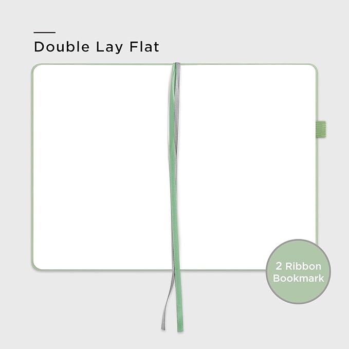&And Per Se Blank Journal Notebook, 160 Pages, A5 5.7 x 8 inches 100 gsm Thick Paper Notebook Journals for Writing, Hardcover Notebook(1 Pack, Light Green)