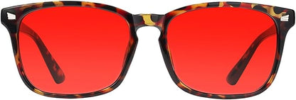 TIJN Sleep Glasses with Blue Green Light Blocking, Red Light Lens for Computer Gaming, Screen Fatigue & UV Protection
